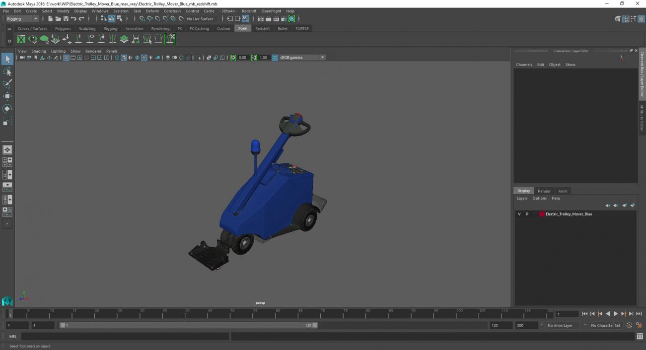 Electric Trolley Mover Blue 3D