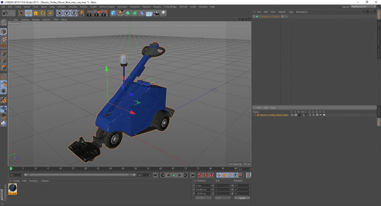 Electric Trolley Mover Blue 3D