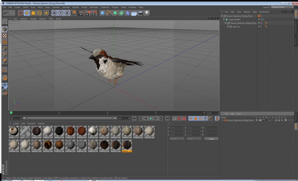 3D model House Sparrow Flying Pose