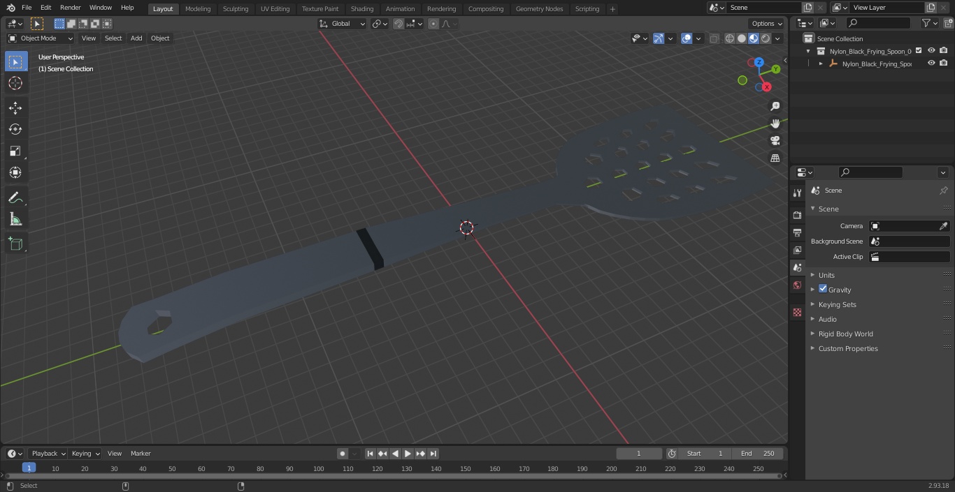 Nylon Black Frying Spoon 3D model