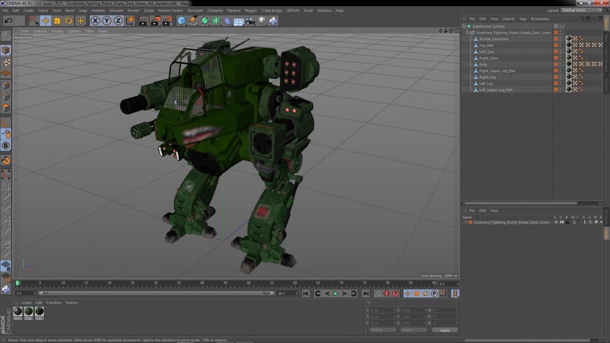 3D Scratched Fighting Robot Empty Dark Green