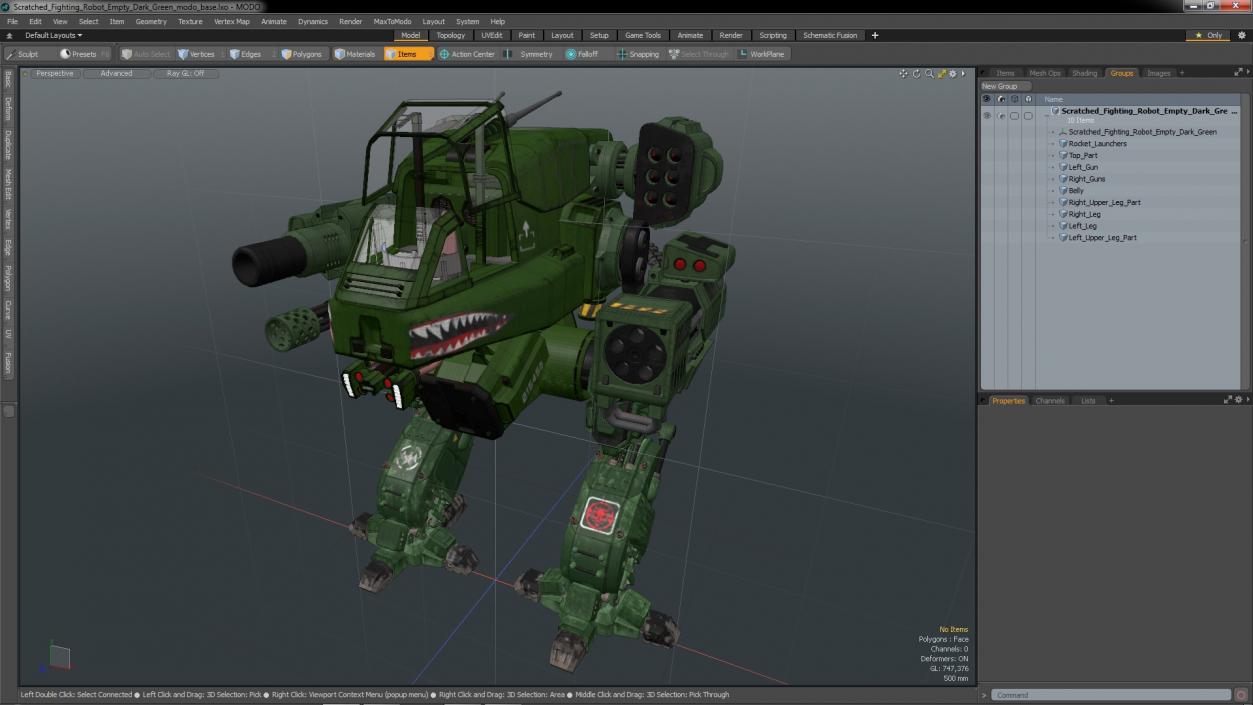 3D Scratched Fighting Robot Empty Dark Green