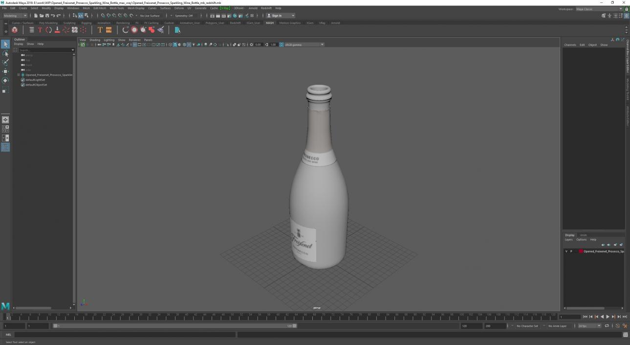 Opened Freixenet Prosecco Sparkling Wine Bottle 3D