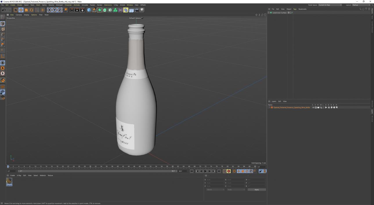 Opened Freixenet Prosecco Sparkling Wine Bottle 3D