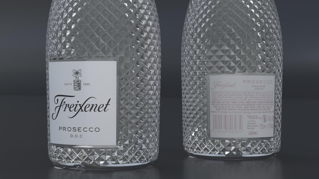 Opened Freixenet Prosecco Sparkling Wine Bottle 3D