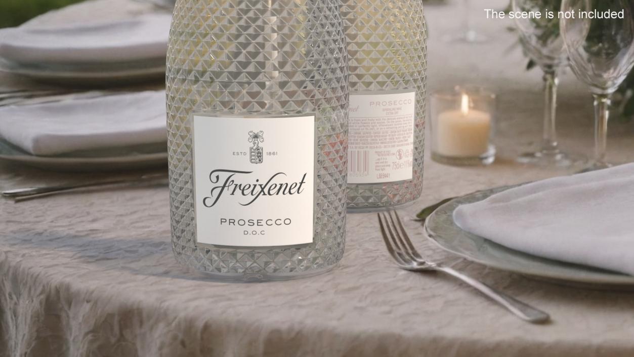 Opened Freixenet Prosecco Sparkling Wine Bottle 3D