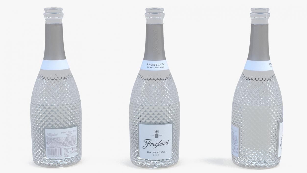 Opened Freixenet Prosecco Sparkling Wine Bottle 3D