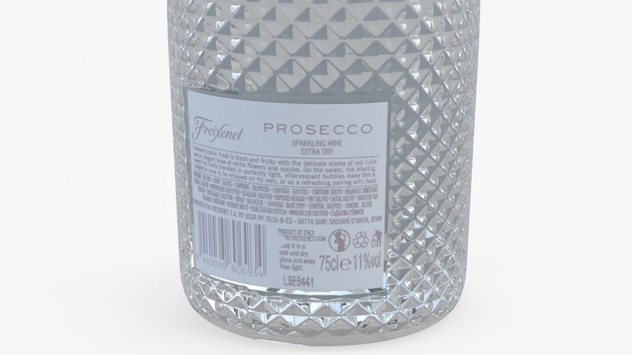 Opened Freixenet Prosecco Sparkling Wine Bottle 3D