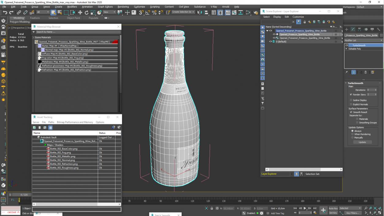 Opened Freixenet Prosecco Sparkling Wine Bottle 3D