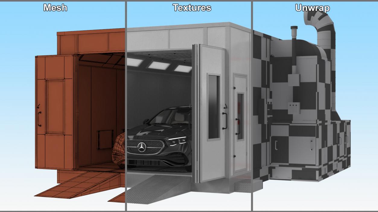 3D model Vehicle Paint Booth with Car Inside