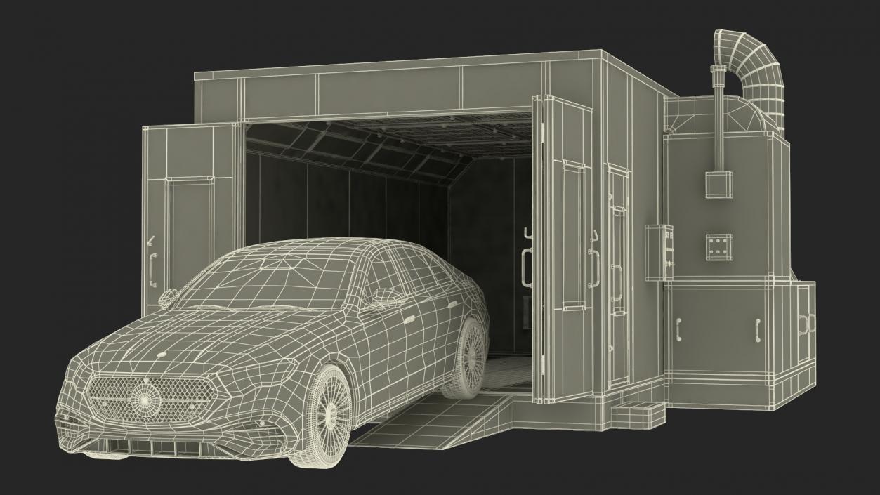 3D model Vehicle Paint Booth with Car Inside