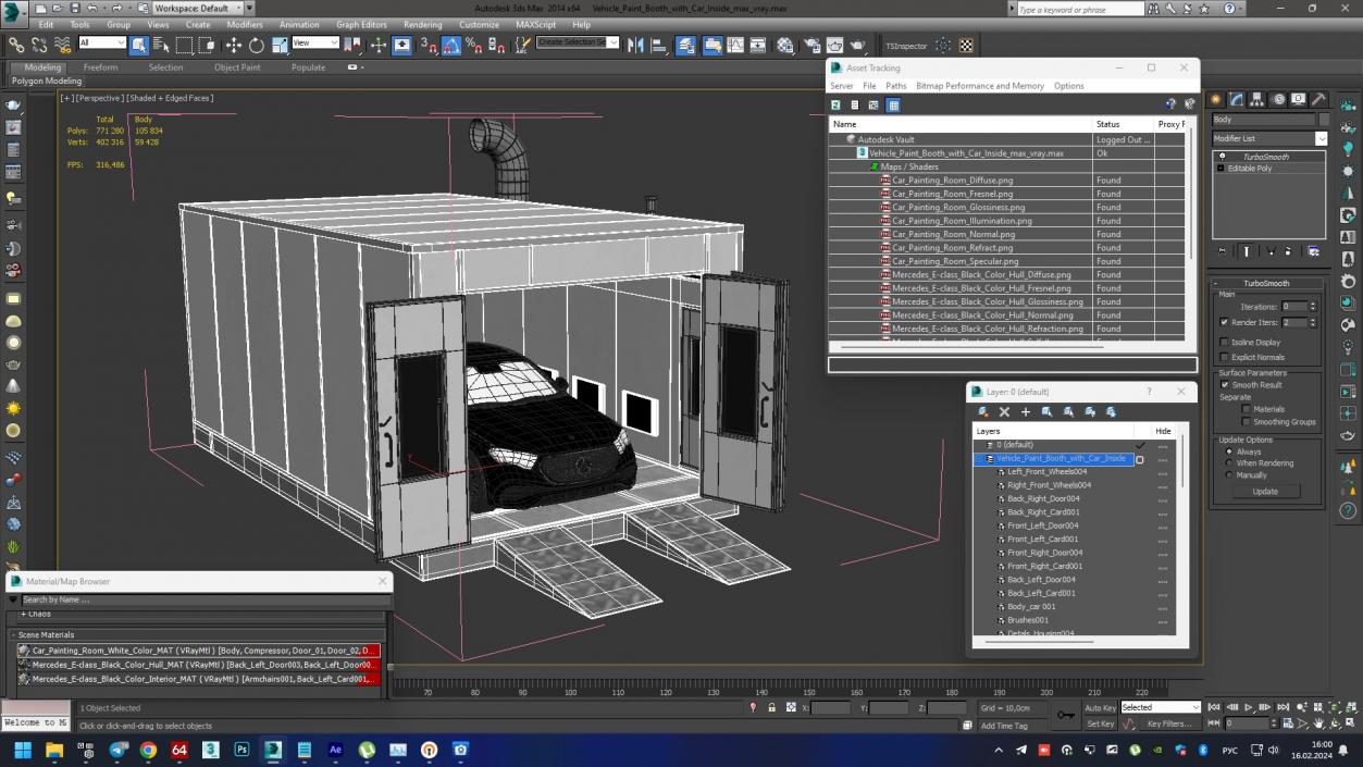 3D model Vehicle Paint Booth with Car Inside