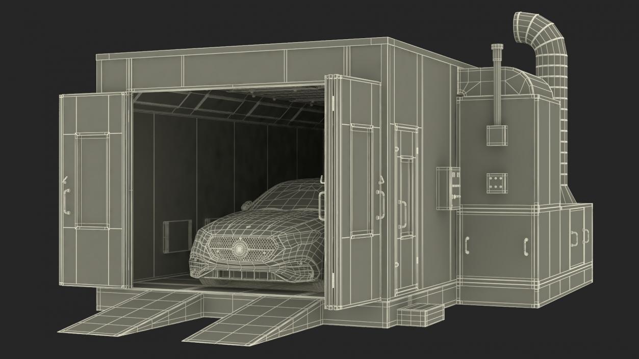 3D model Vehicle Paint Booth with Car Inside