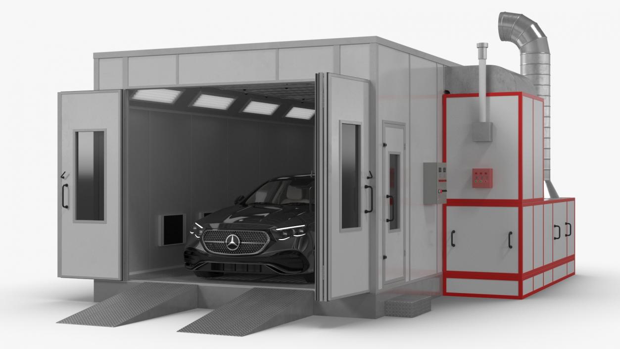 3D model Vehicle Paint Booth with Car Inside