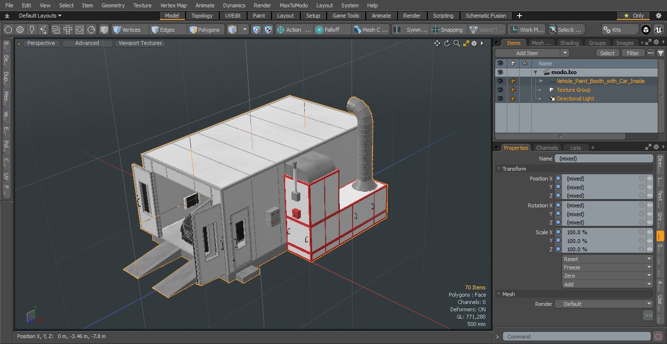 3D model Vehicle Paint Booth with Car Inside