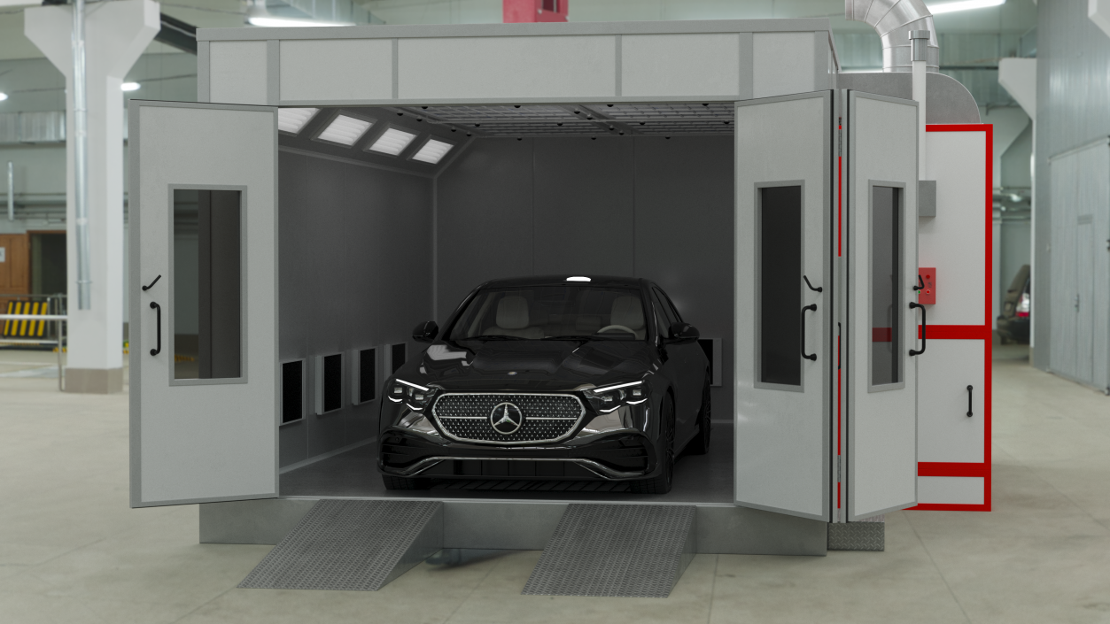 3D model Vehicle Paint Booth with Car Inside