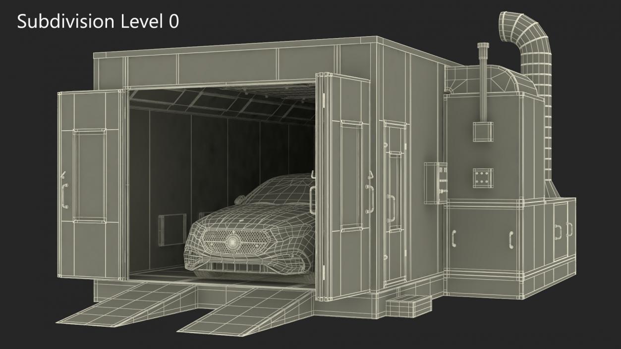 3D model Vehicle Paint Booth with Car Inside