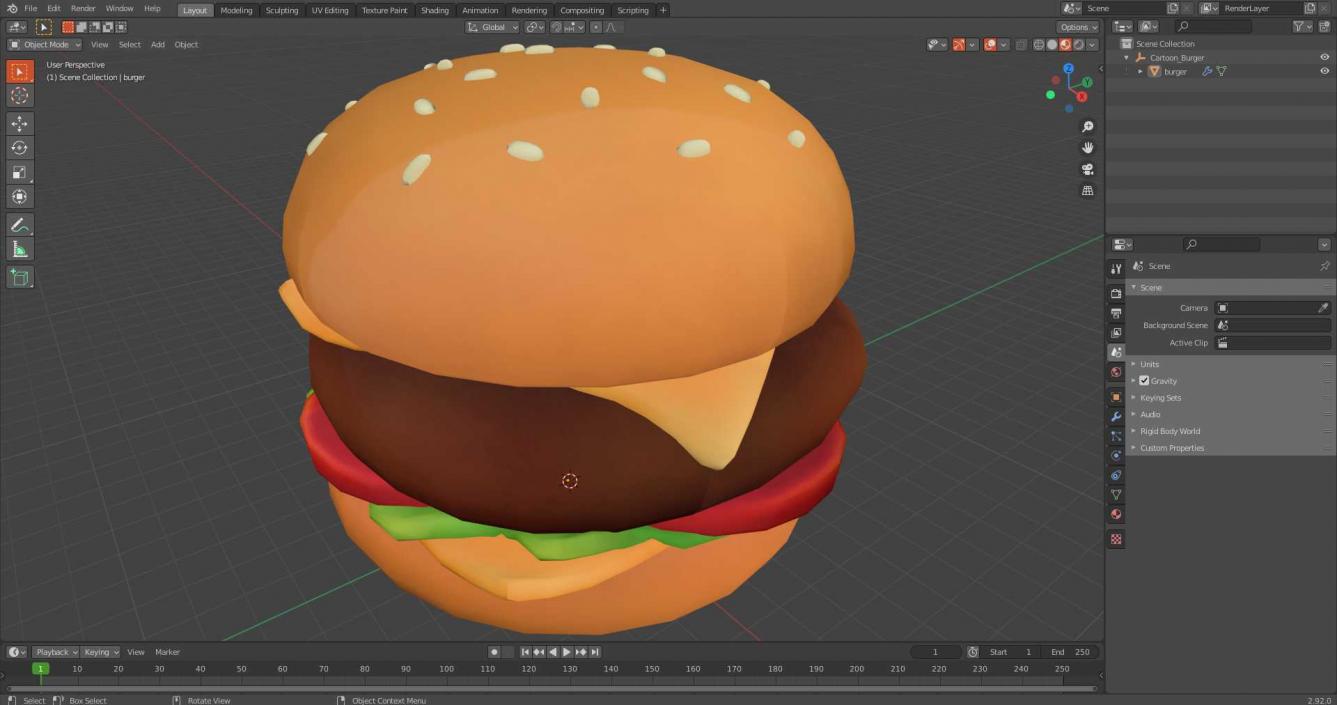 Cartoon Burger 3D model