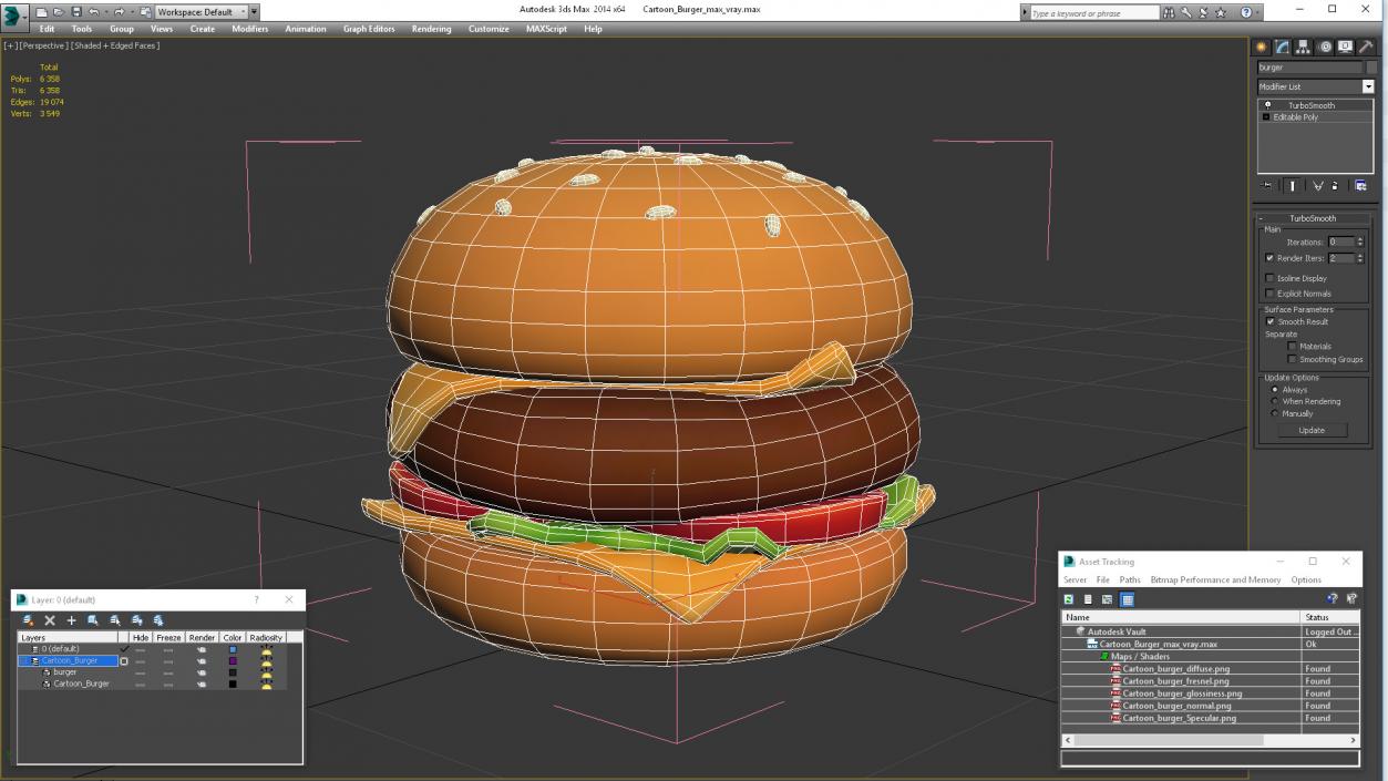 Cartoon Burger 3D model