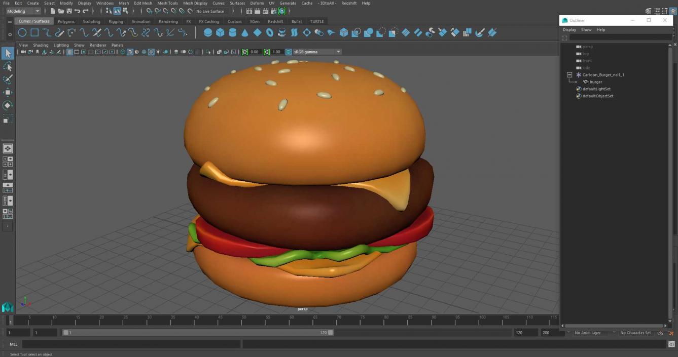 Cartoon Burger 3D model