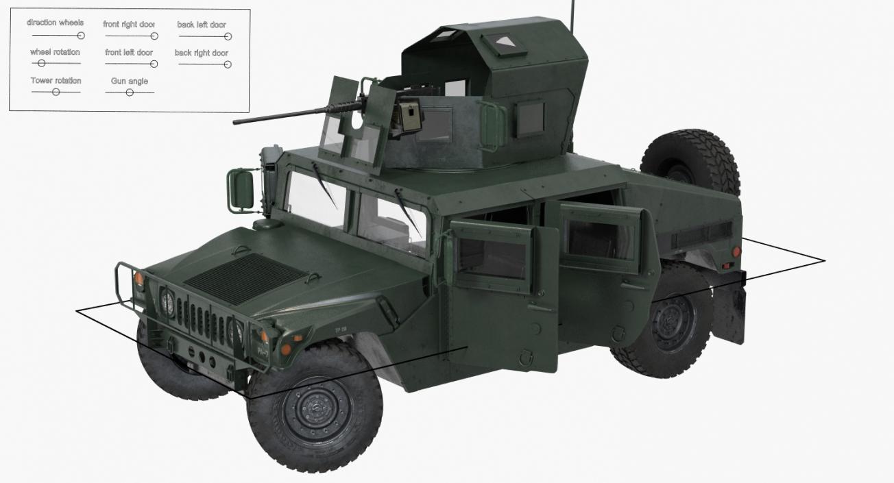 3D model Humvee M1151 Enhanced Armament Carrier Rigged