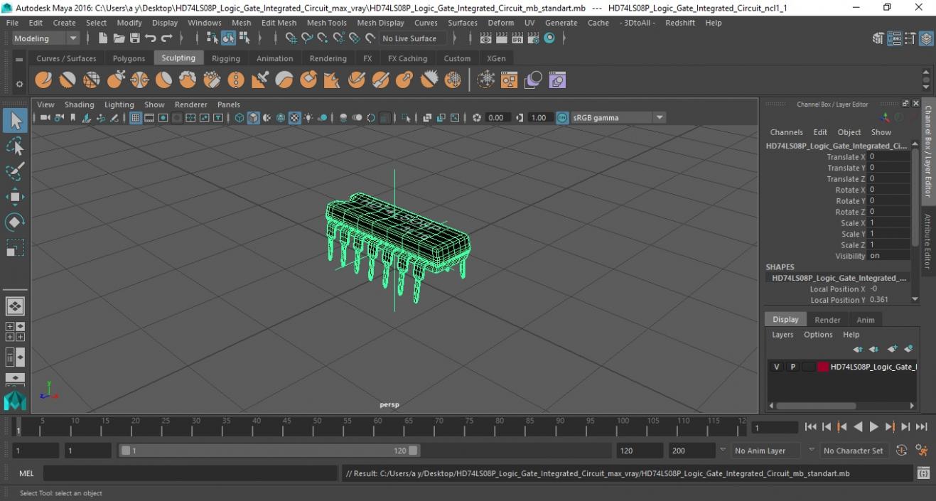 HD74LS08P Logic Gate Integrated Circuit 3D model