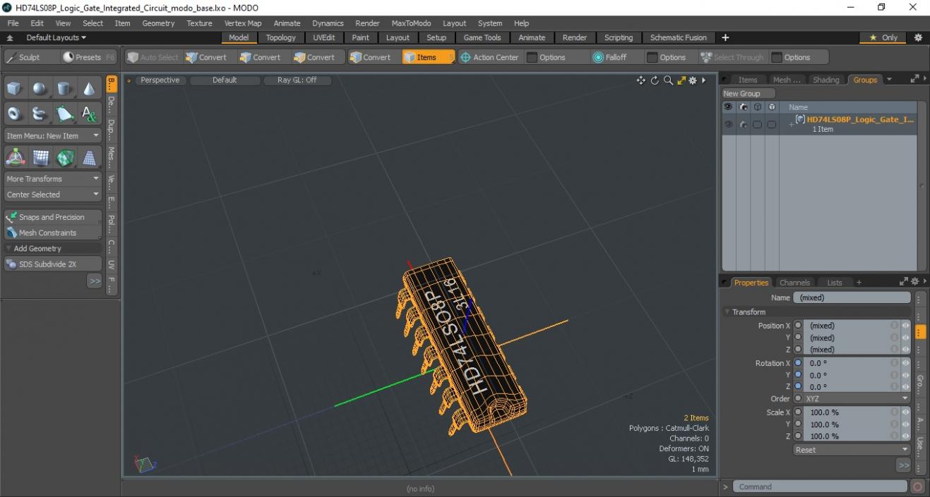 HD74LS08P Logic Gate Integrated Circuit 3D model