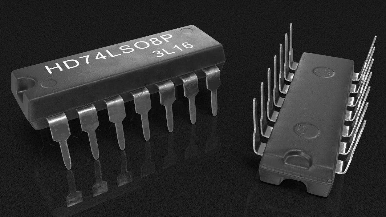 HD74LS08P Logic Gate Integrated Circuit 3D model