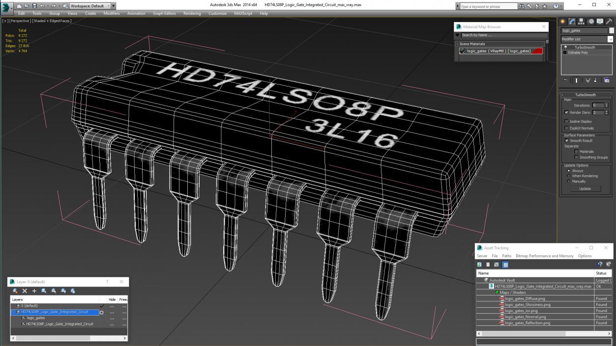 HD74LS08P Logic Gate Integrated Circuit 3D model