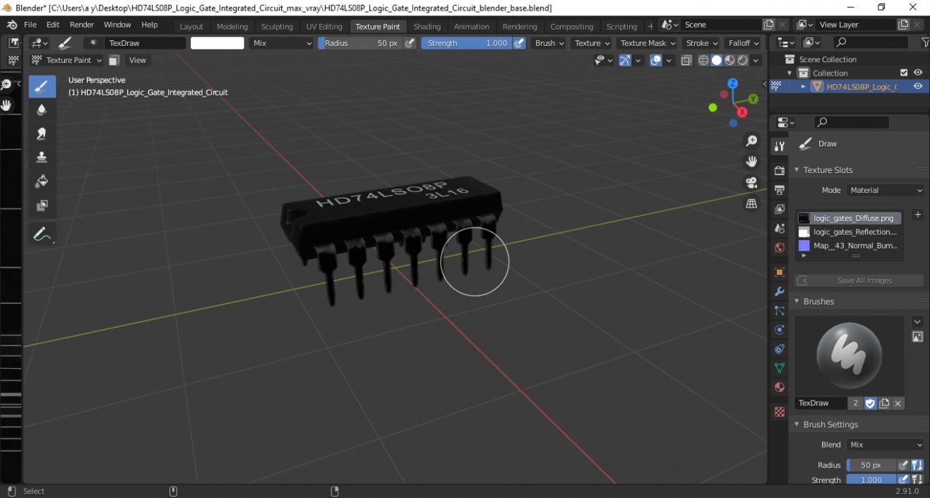 HD74LS08P Logic Gate Integrated Circuit 3D model