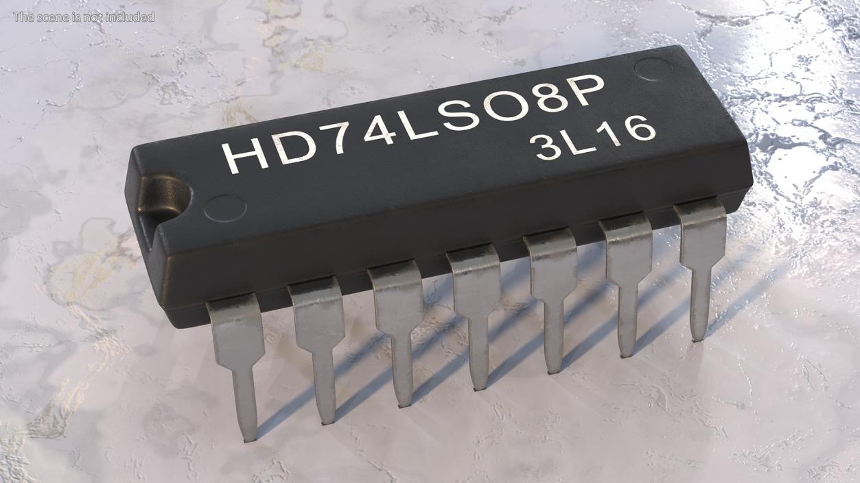 HD74LS08P Logic Gate Integrated Circuit 3D model