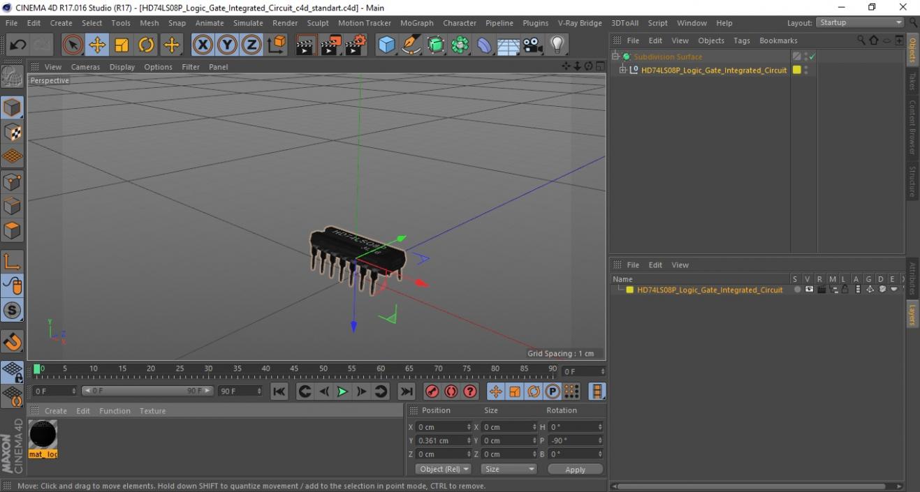 HD74LS08P Logic Gate Integrated Circuit 3D model