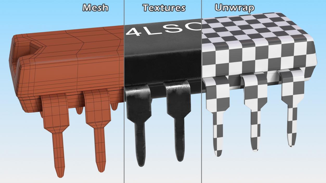 HD74LS08P Logic Gate Integrated Circuit 3D model