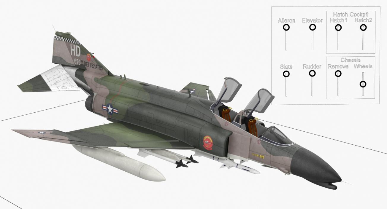 McDonnell Douglas F-4 Phantom II Rigged 3D model