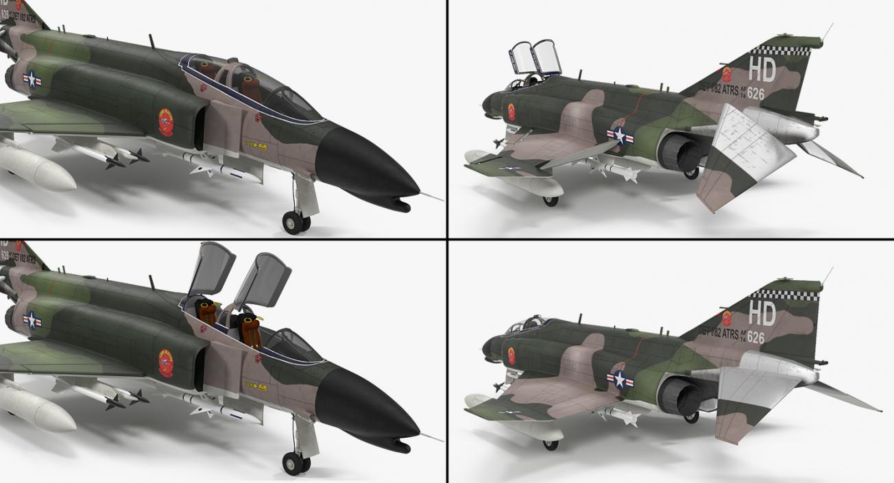 McDonnell Douglas F-4 Phantom II Rigged 3D model