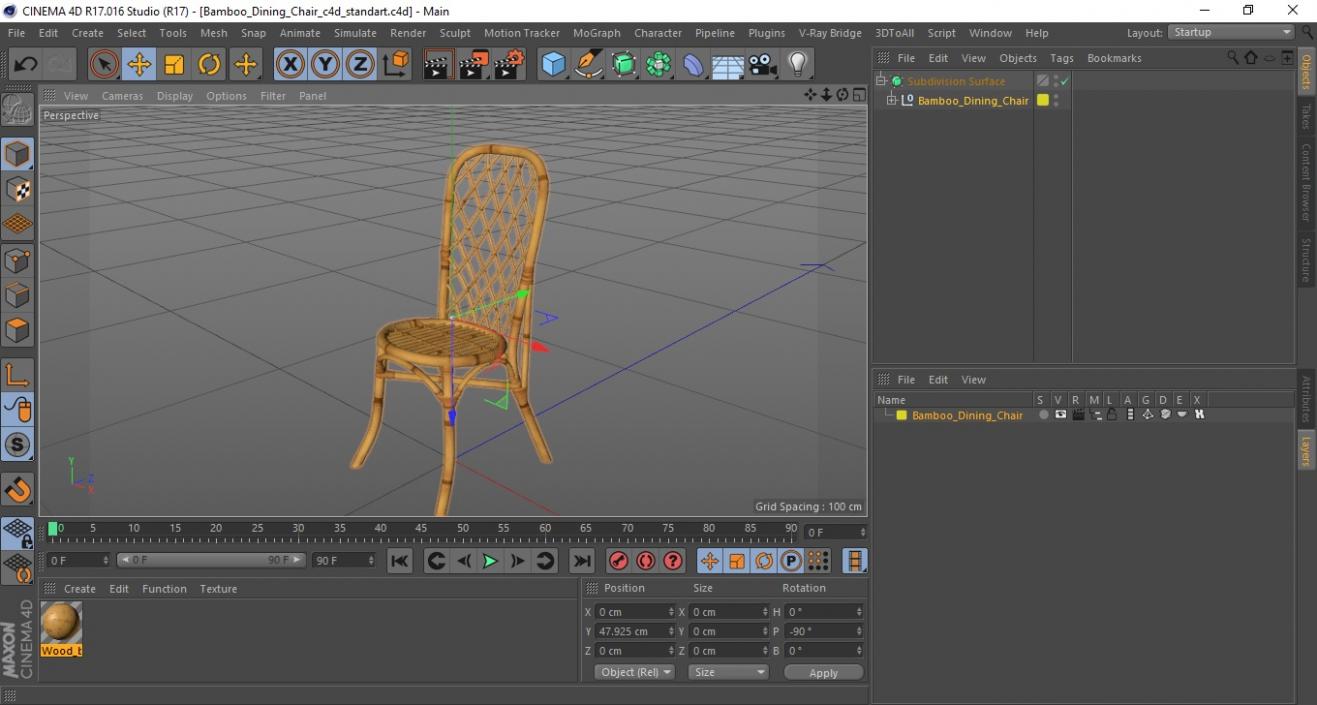 Bamboo Dining Chair 3D model