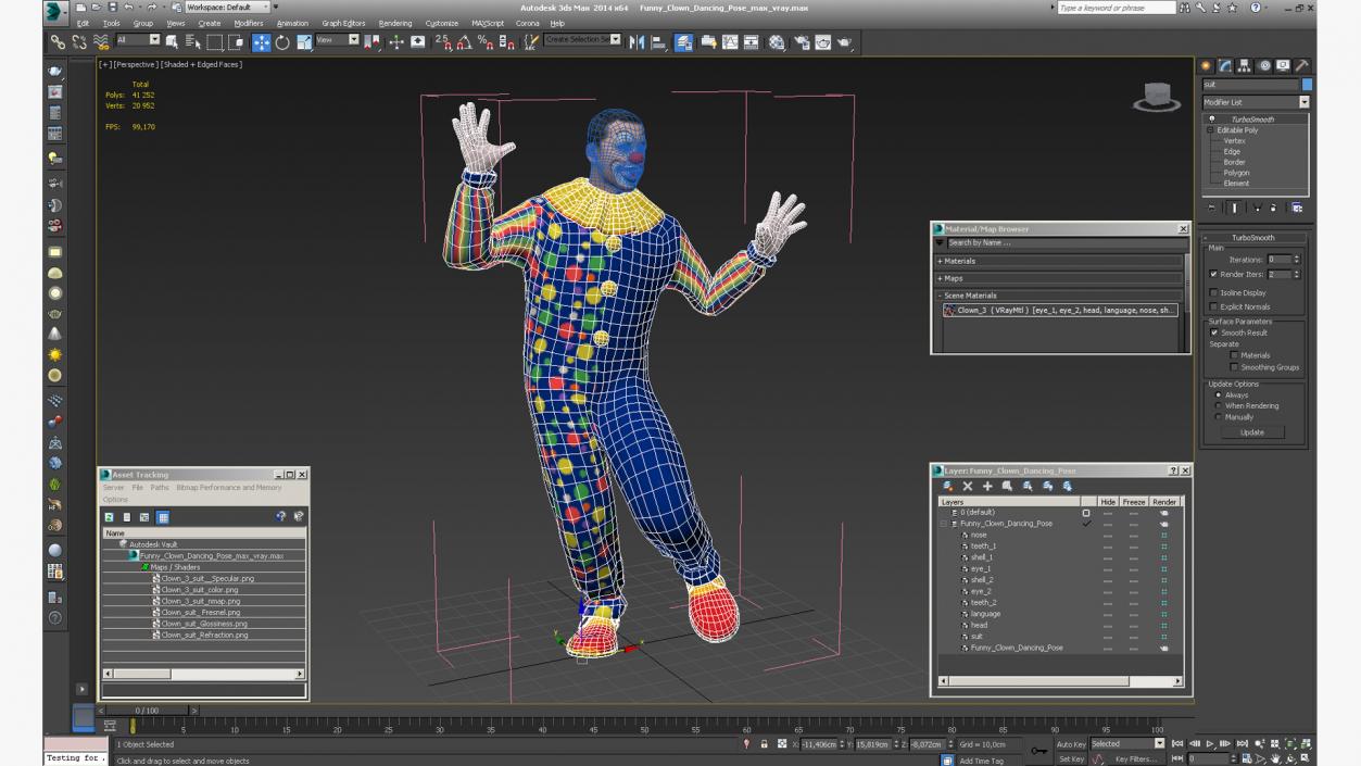 Funny Clown Dancing Pose 3D model