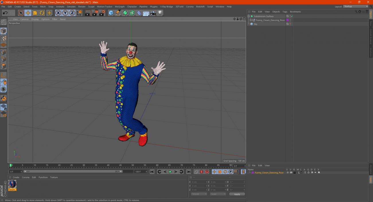 Funny Clown Dancing Pose 3D model