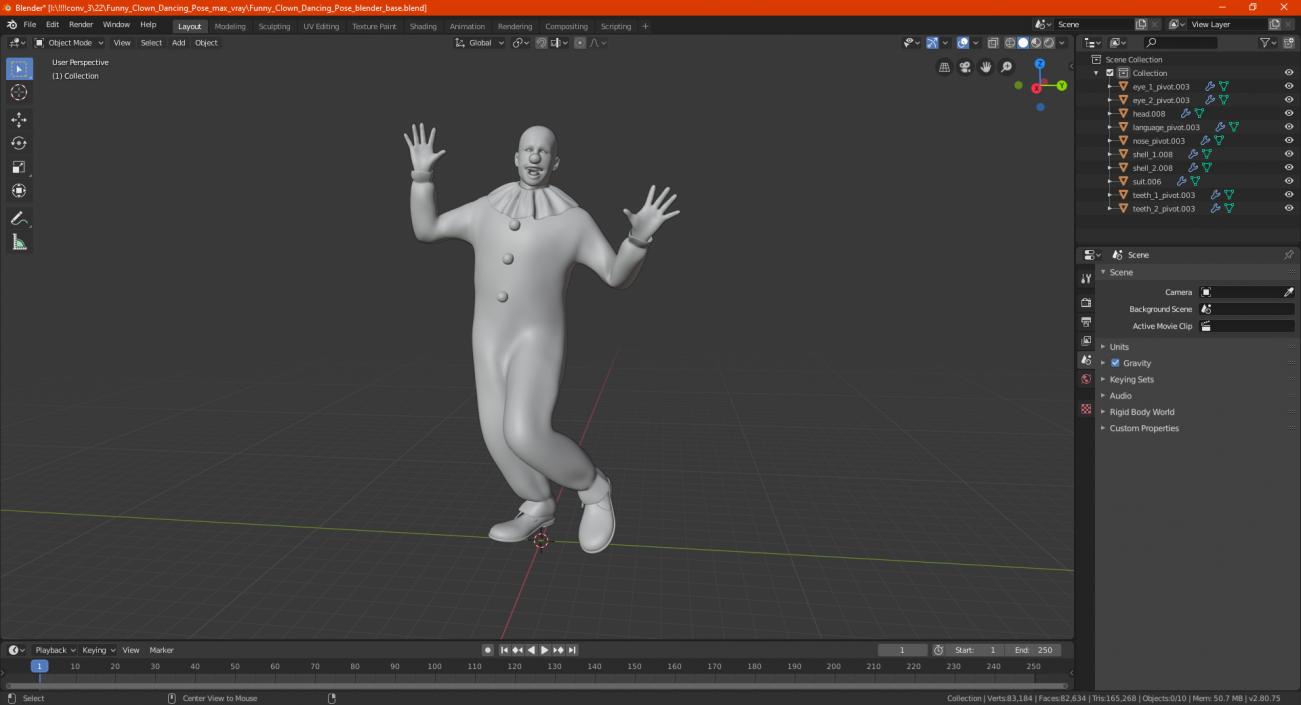 Funny Clown Dancing Pose 3D model