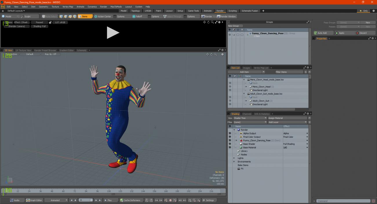 Funny Clown Dancing Pose 3D model