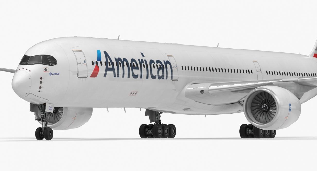 3D Airbus A350-1000 American Airlines Rigged