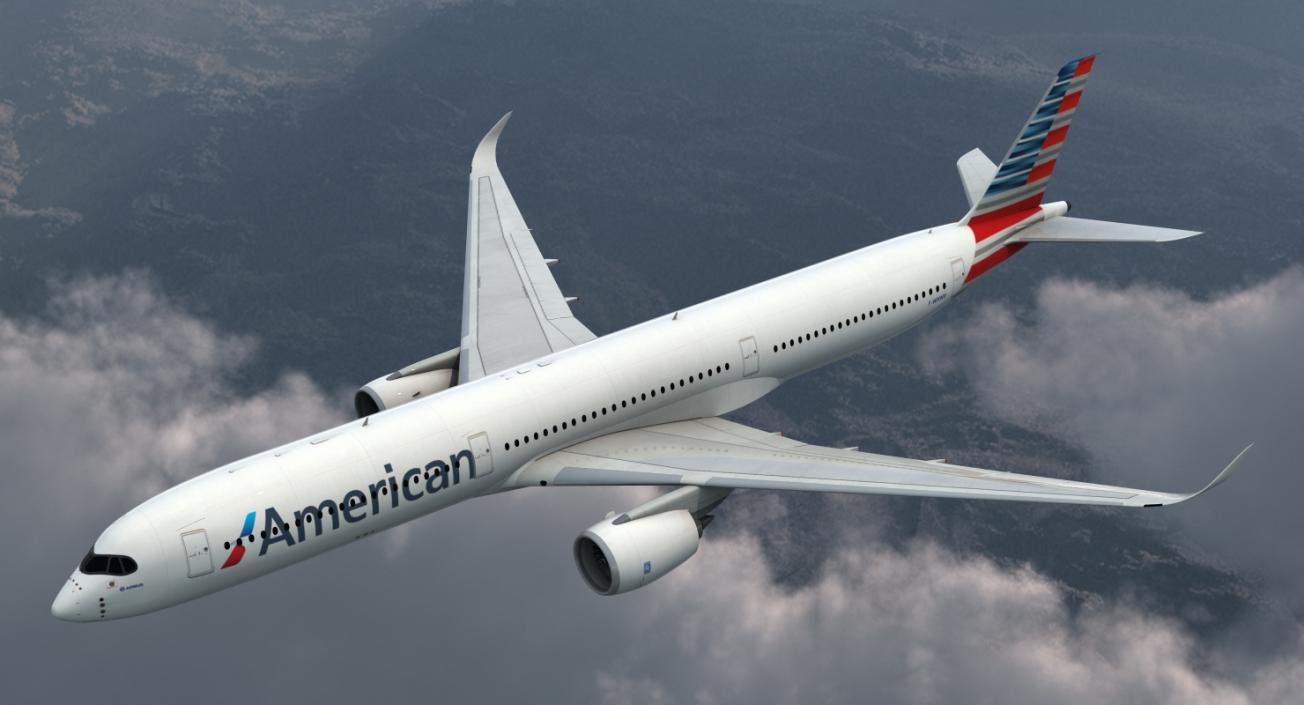 3D Airbus A350-1000 American Airlines Rigged