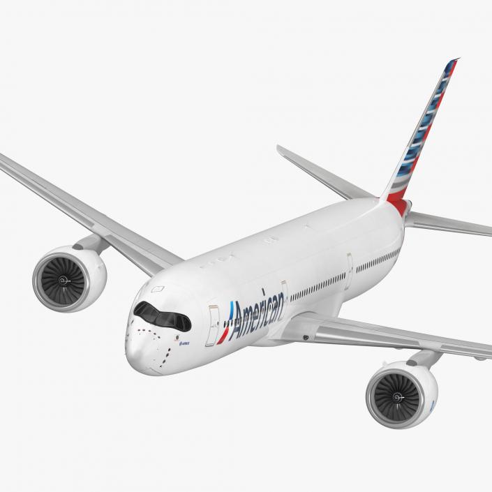 3D Airbus A350-1000 American Airlines Rigged