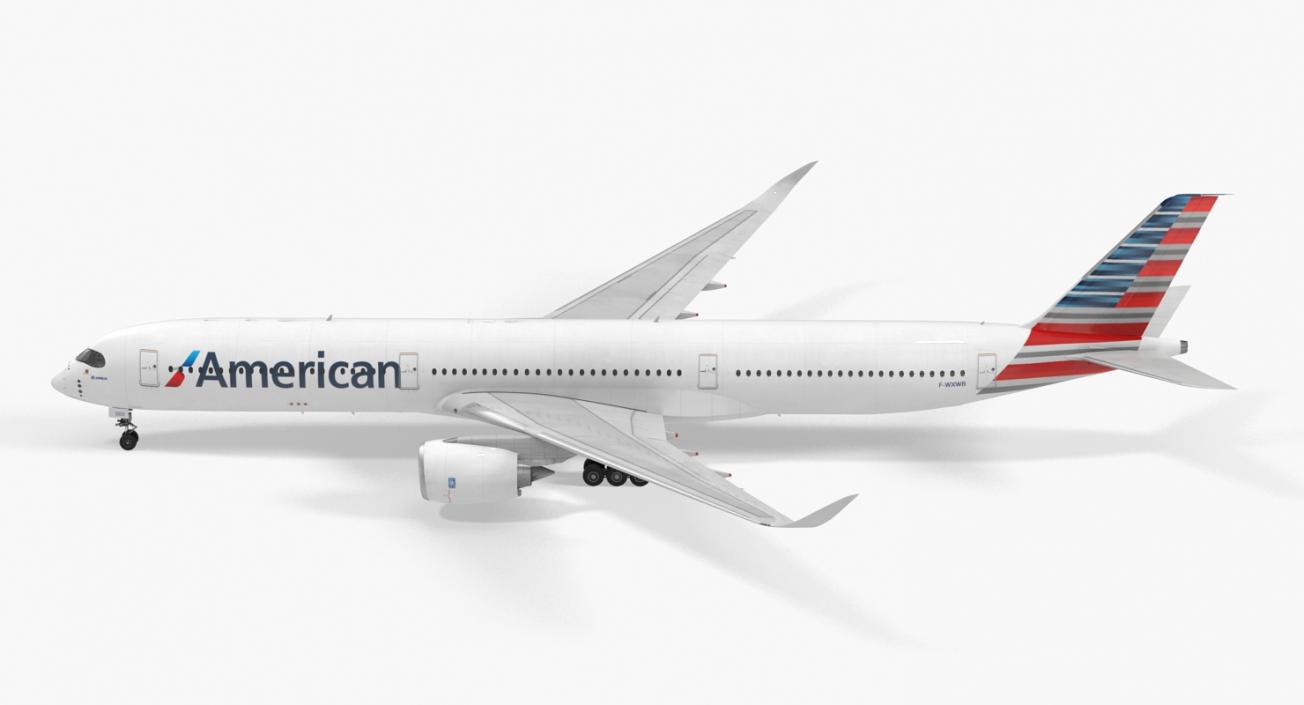 3D Airbus A350-1000 American Airlines Rigged