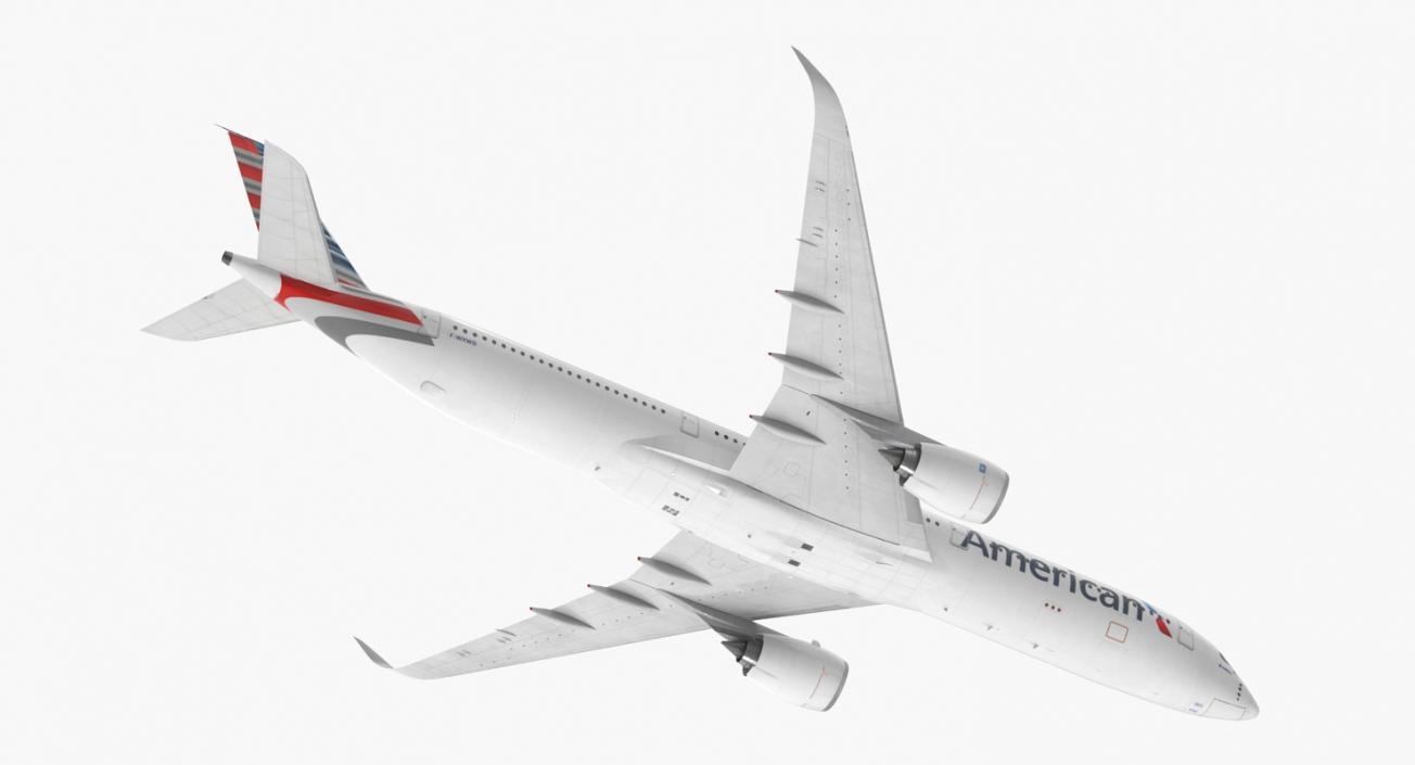 3D Airbus A350-1000 American Airlines Rigged