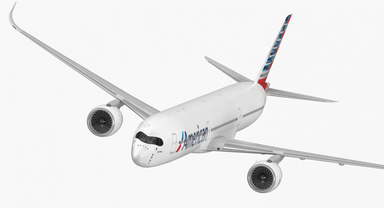 3D Airbus A350-1000 American Airlines Rigged