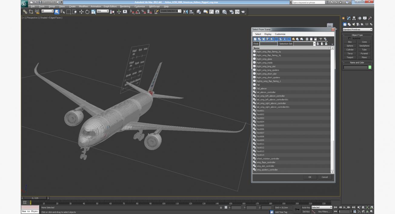 3D Airbus A350-1000 American Airlines Rigged