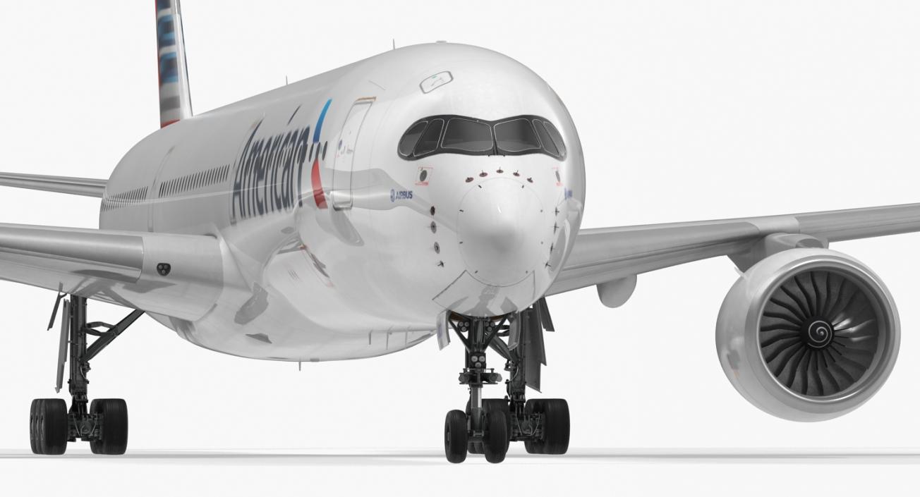 3D Airbus A350-1000 American Airlines Rigged