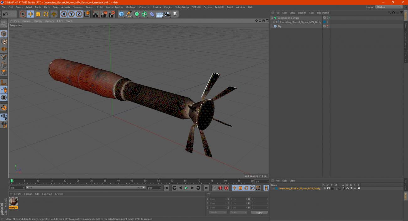 3D Incendiary Rocket 66 mm M74 Dusty model