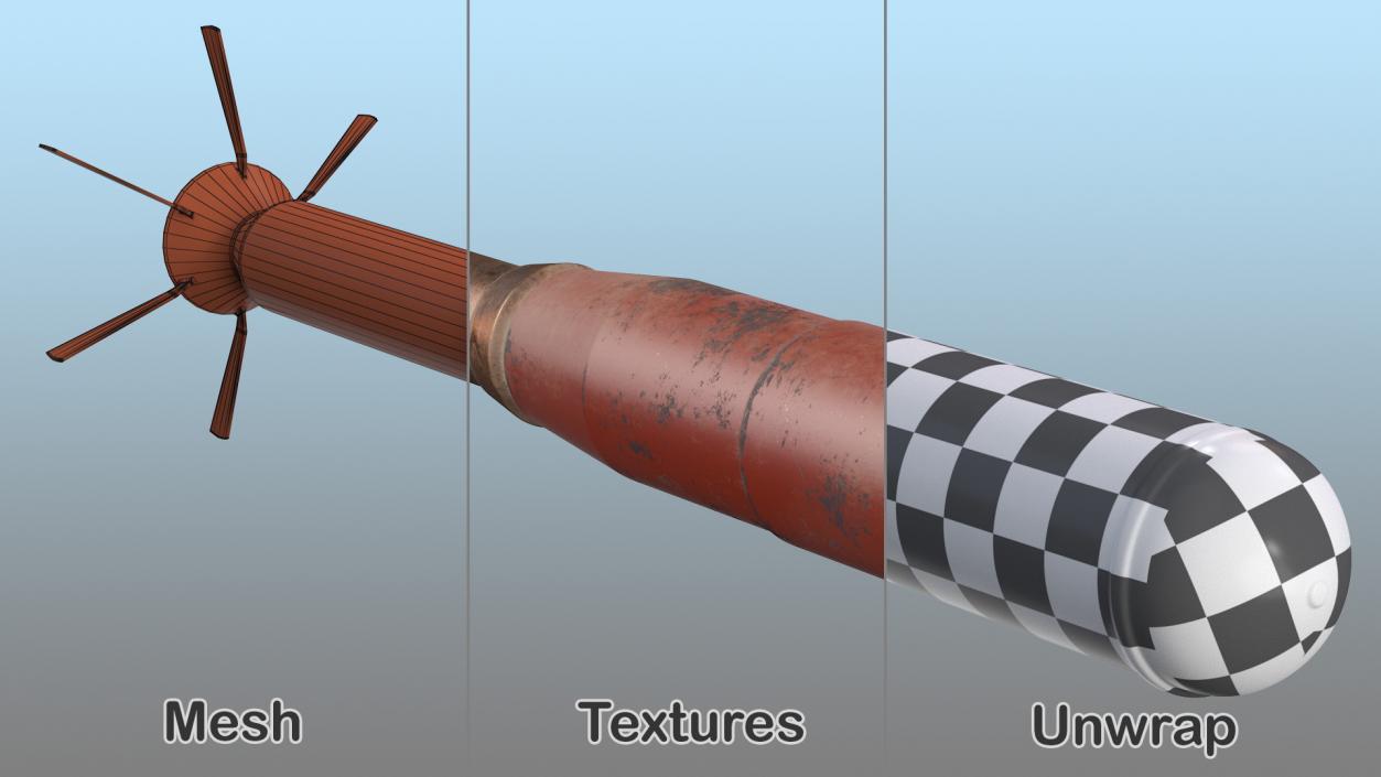 3D Incendiary Rocket 66 mm M74 Dusty model